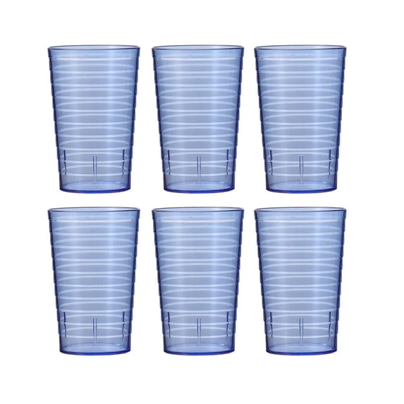 6 Pack Clear Plastic Drinking Cups, 10 Oz Thickened PS Water Glasses, Lightweight Reusable Tumbler Set for Home Kitchen Party