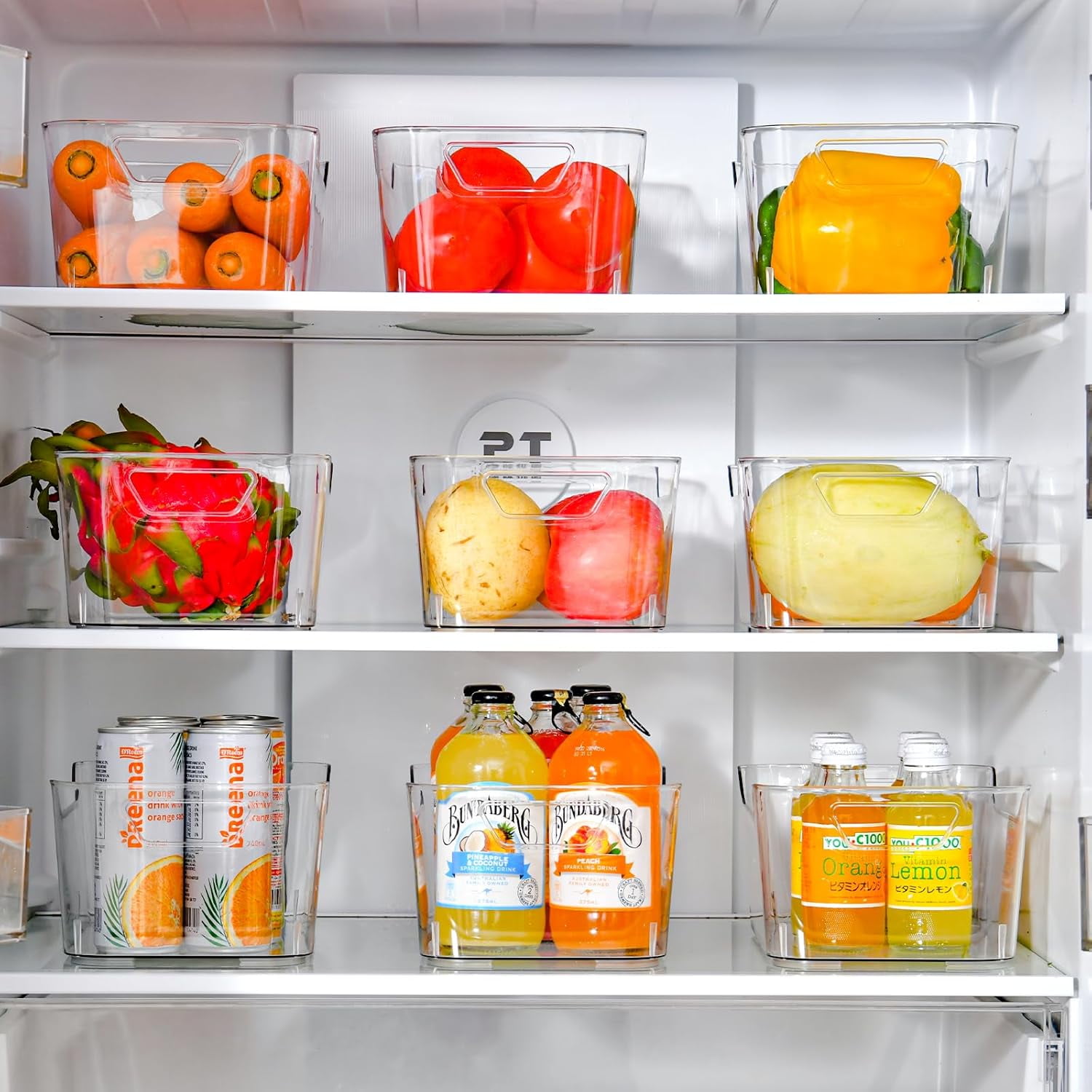 6 Pack Clear Plastic Storage Bins, Pantry Organizers and Storage, Clear Pantry Organizer Bins, Plastic Containers with Handle for Kitchen,Freezer,Cabinet,Closet,Bathroom Under Sink Storage