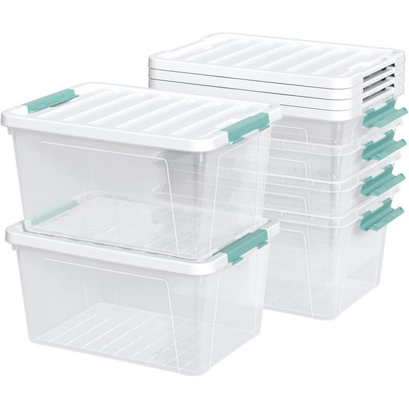 6-Pack Clear Plastic Storage Bins with Lids, 35 Quart  Storage Box