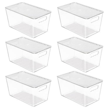 Vtopmart 6 Pack Clear Plastic Storage Bins with Lids, Pantry Organizer, for Cabinet, Kitchen, Medium
