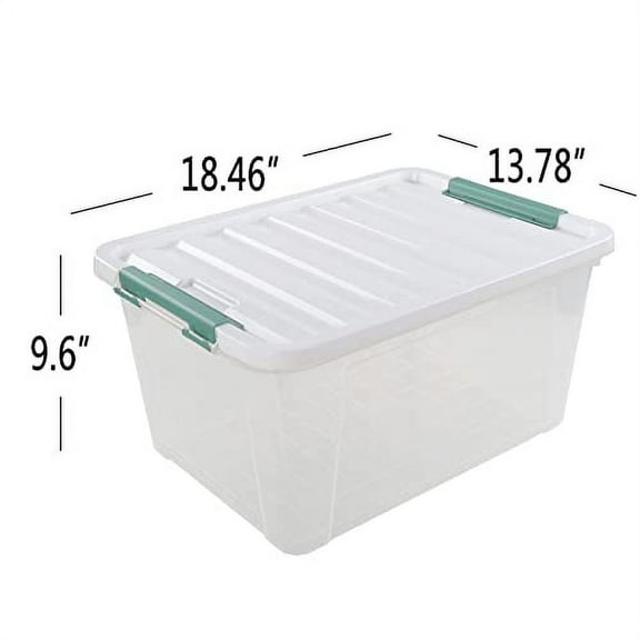 6-Pack Clear Plastic Storage Boxes, 35 L Plastic Storage Bins with Lids