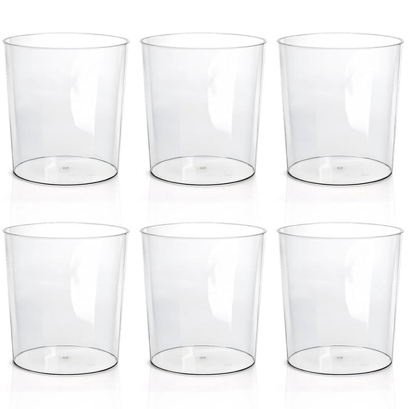 6 Pack Clear Round Plastic Waste Baskets, BPA-Free Trash Can Bin for Bathroom, Kitchen, Office, Home, 8"x7.5"x6.4"