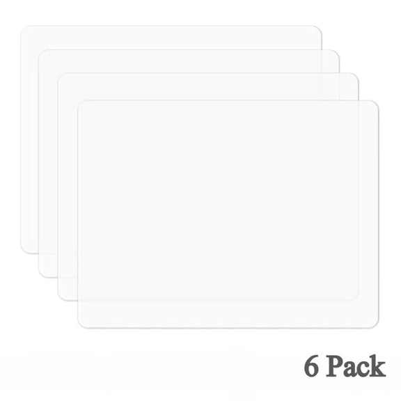 6-Pack Clear Silicone Table Mats (17"x11") - Food-Grade Non-Slip Heat-Resistant Waterproof Placemats & Dough Mats