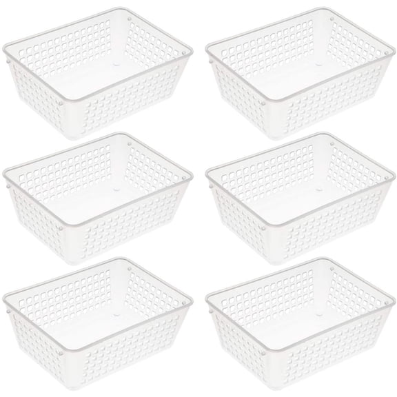 6-Pack Clear Small Plastic Storage Baskets for Drawers - Desk, Kitchen, Bathroom Organization Trays by FASHENG