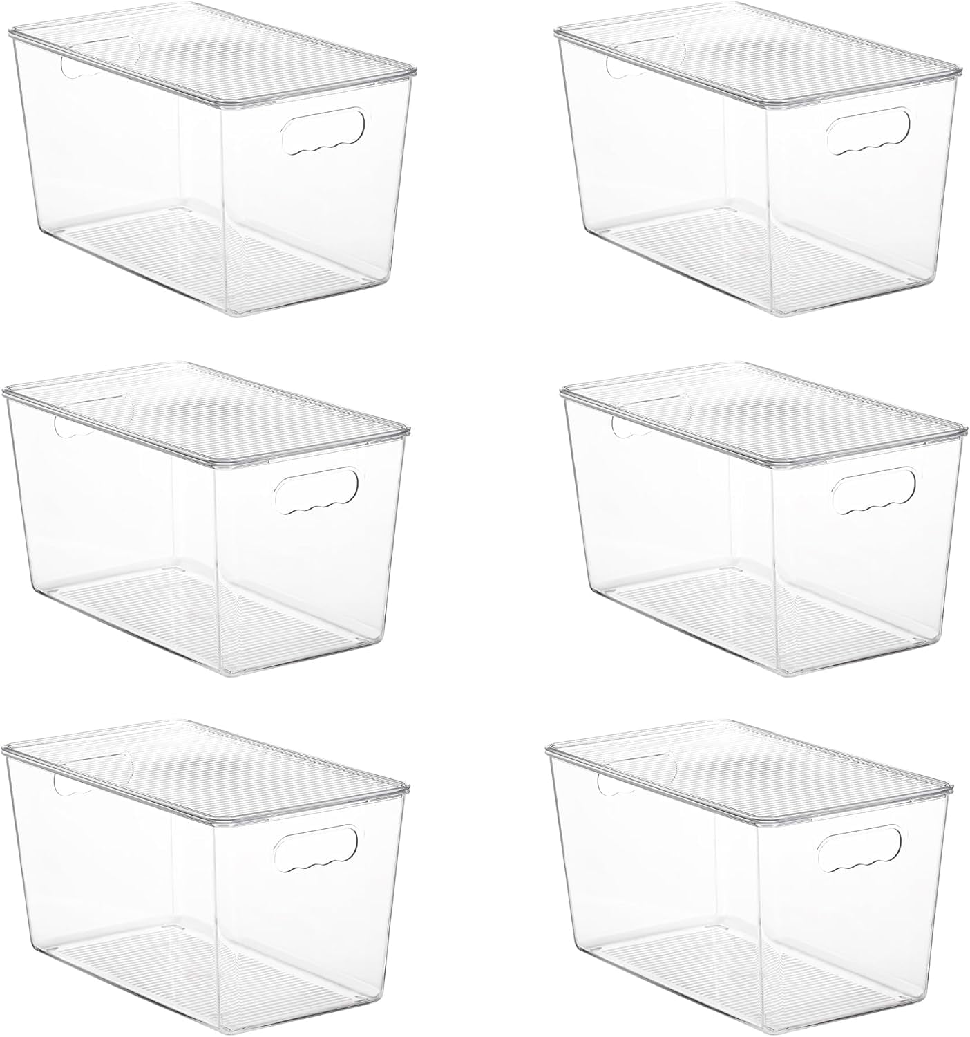 6 Pack Clear Stackable Storage Bins with Lids, Large Plastic Containers ...
