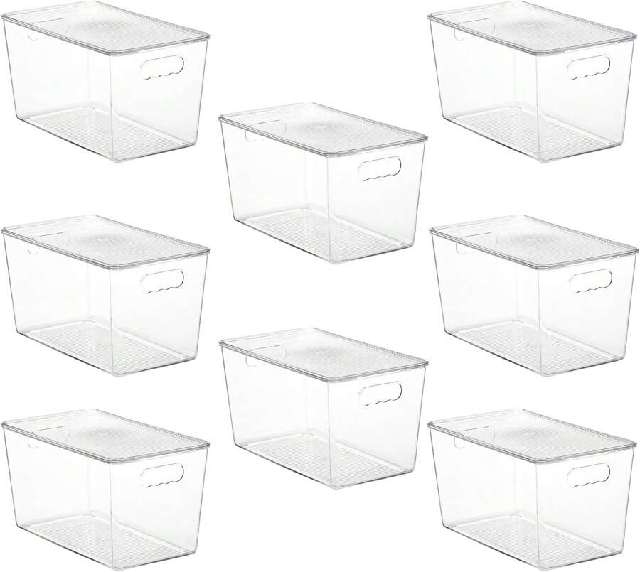 6 Pack Clear Stackable Storage Bins With Lids, Plastic Containers With ...