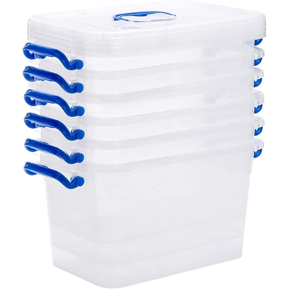 6-Pack Clear Storage Box 7 Quart, Plastic Storage Latch Bins with Handle 6.5 Liter$$Home Decor, Kitchen, & Other