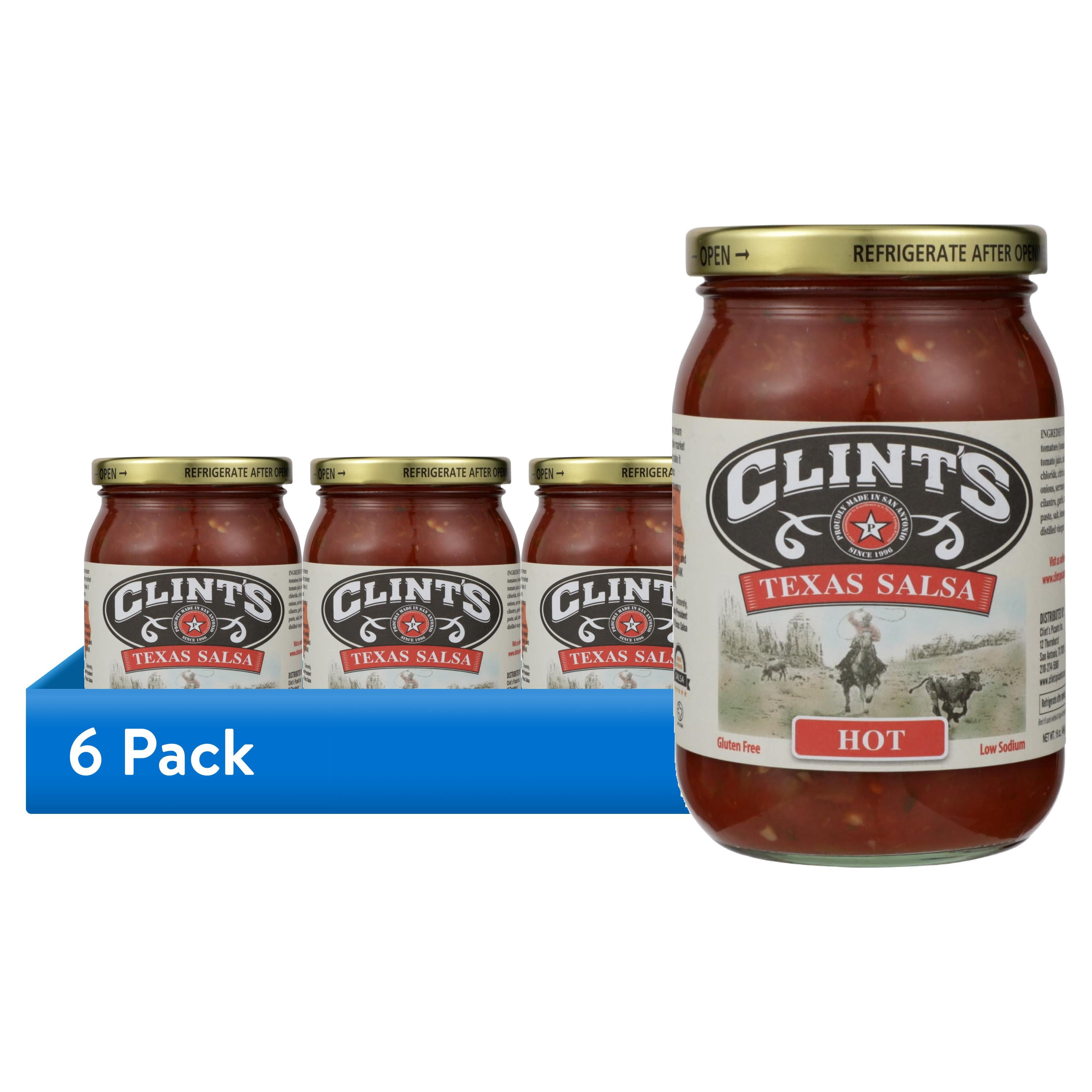 (6 pack) Clint'S Salsa Hot Mexican, 16 Oz