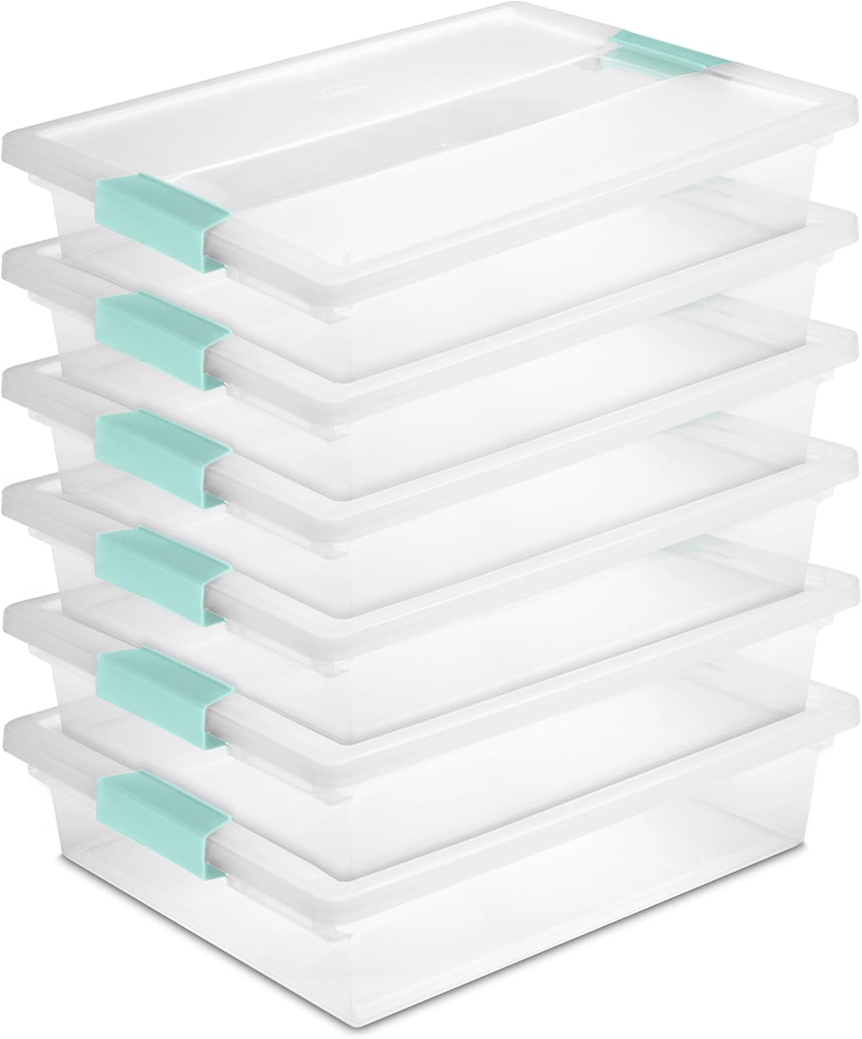 6-Pack Clip Box, Stackable Clear Plastic Bins with Latching Lids, Large ...