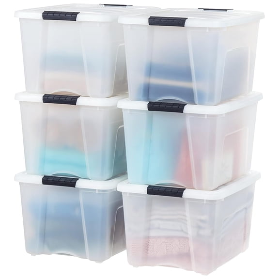 6-Pack Clip Box with Latching Lids, 13 Quart Craft Storage Bins, Art & Writing Supply Containers for Home, Office & Classroom Organization