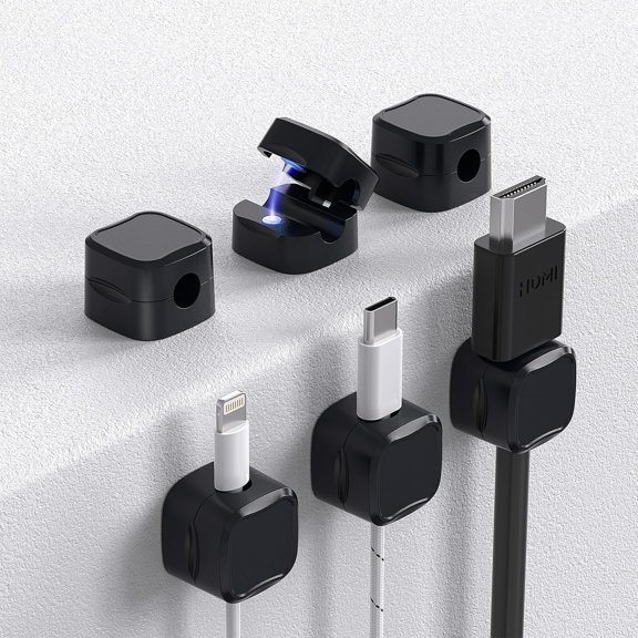 6 Pack Clips Cord Holder, Under Desk Management, Adhesive Wire Holder Keeper Organizer for Office Desk Phone Wall Desktop Nightstand