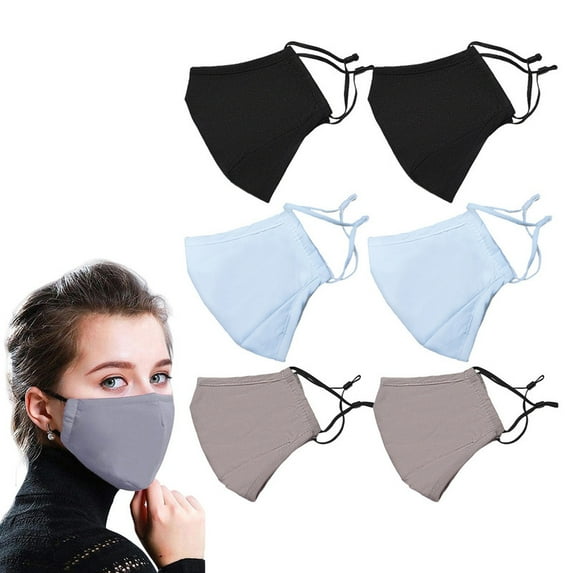 6 Pack Cloth Face Mask, HOMEIORA 3-layer Cotton Fabrics Face Mask, Washable Reusable, Breathable with Adjustable Ear Loops, Nose Wire and Filter Pocket