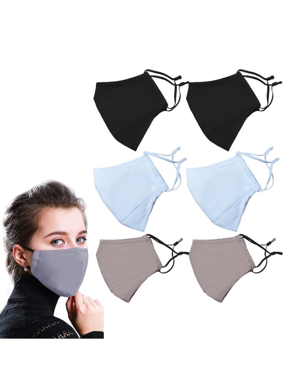 6 Pack Cloth Face Mask, HOMEIORA 3-layer Cotton Fabrics Face Mask, Washable Reusable, Breathable with Adjustable Ear Loops, Nose Wire and Filter Pocket
