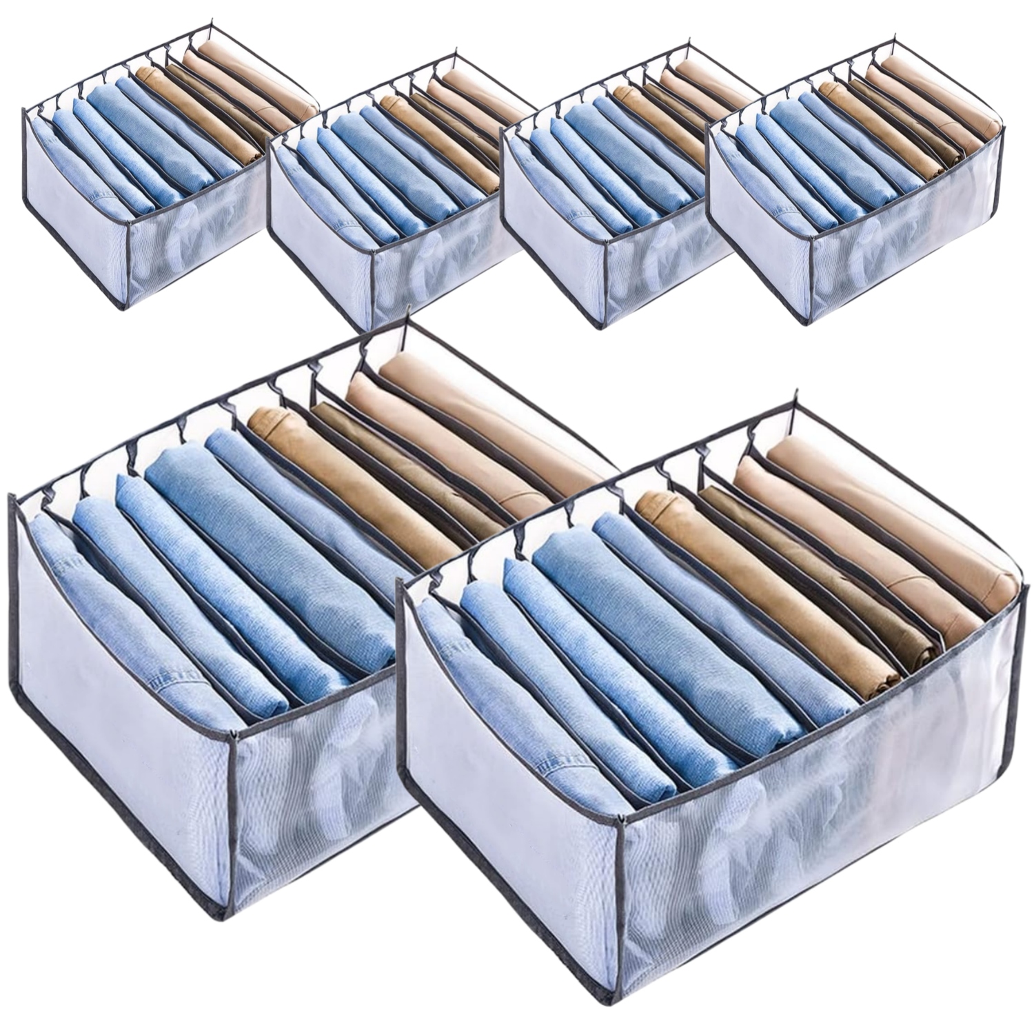 6 Pack Clothes Drawer Organizer 54 Grids Foldable Closet Dresser