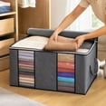 thumbnail image 1 of 6 Pack Clothes Storage Bags Foldable Clear Window Reinforced Handles, Bedroom Organizing, 1 of 7