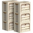 thumbnail image 1 of 6 Pack Clothes Storage Bins - Foldable Storage Bins for Clothes Fabric Storage Box with Metal Frame (Beige, 16.5x12.2x12.2 inch), 1 of 6