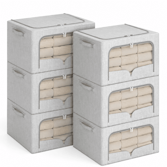 6 Pack Clothes Storb Light Grey 23.6x16.5x15.7 Inch