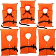 thumbnail image 1 of 6 Pack Coast Guard Approved Life Jackets. High Visibility Color Type II Keyhole Life Vest in Classic May West Style. Compliance Flotation Device, 1 of 15