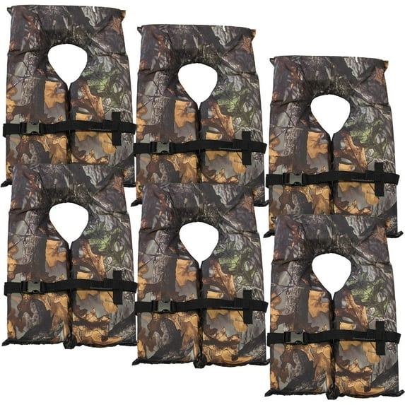 6 Pack Coast Guard Approved Life Jackets. High Visibility Color Type II Keyhole Life Vest in Classic May West Style. Compliance Flotation Device