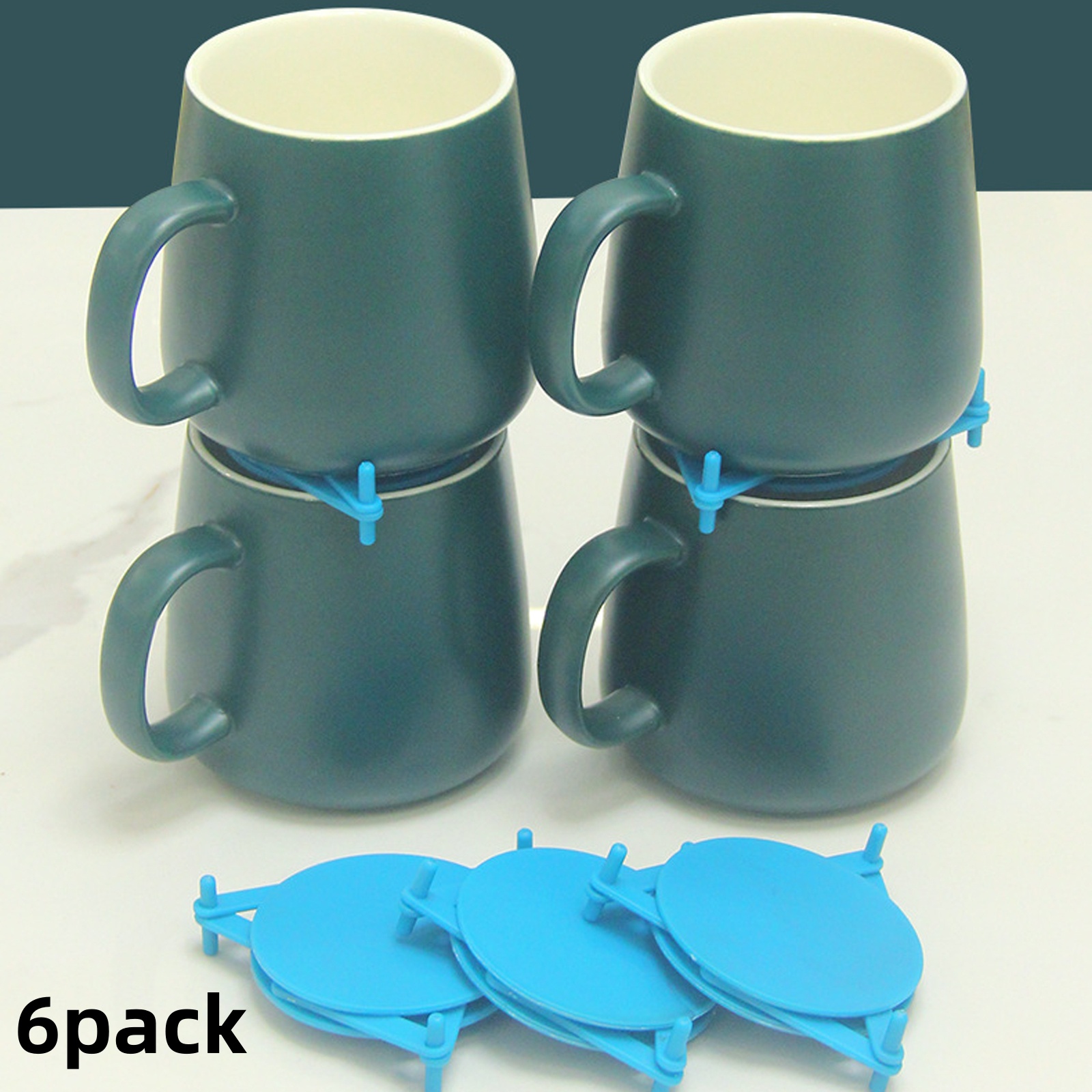 Stacking Tea Cups 6 Pack Coffee Cup Stacking Rack, Kitchen Cabinet Shelf Organizer ...