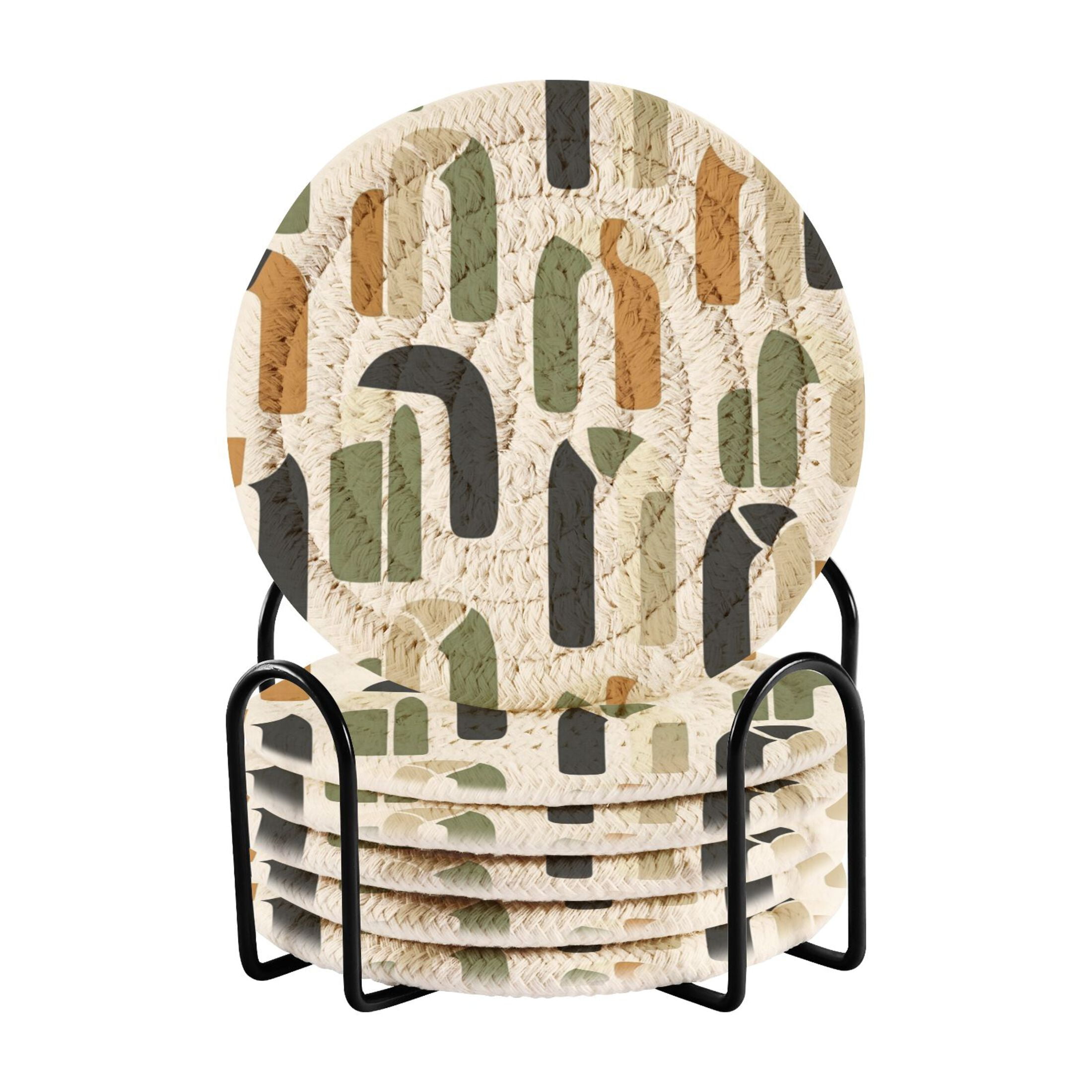 6-Pack Coiled Coasters Set with Storage Rack