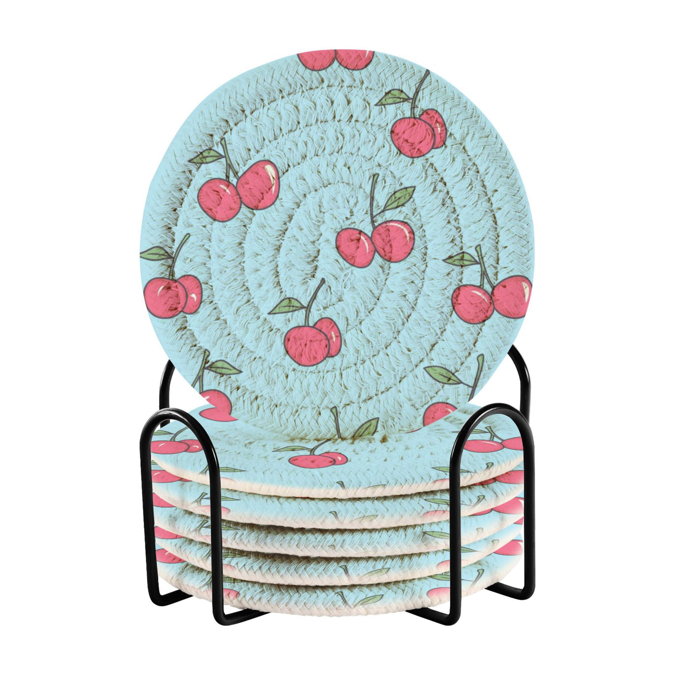 6-Pack Coiled Coasters Set with Storage Rack Heat-Resistant for Home ...