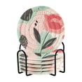 thumbnail image 1 of 6-Pack Coiled Coasters Set with Storage Rack Heat-Resistant for Home, Office or Gift Large and Cartoonish Rose (3.94in Diameter), 1 of 7
