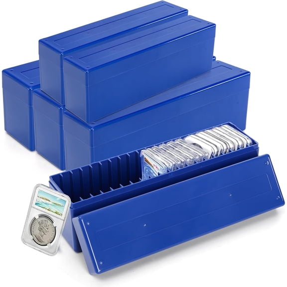 6 Pack Coin Slab Storage Box, Plastic 20 Slotted Case for Graded Coin Storage Supplies Collector