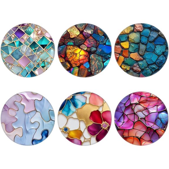 (6 Pack) Collapsible Cell Phone Grip for Smartphones,Expanding Cellphone Holder for Phone - Colorful Rose Gold Marble