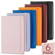 Deli Lined 6 PACK Journal Notebook, 5.6 x 8.3 inch, A5 160 Lined Pages College Ruled, Hardcover Leather Journals for Women, Men, Writing and Notebooks for Work - FSC Thick Paper