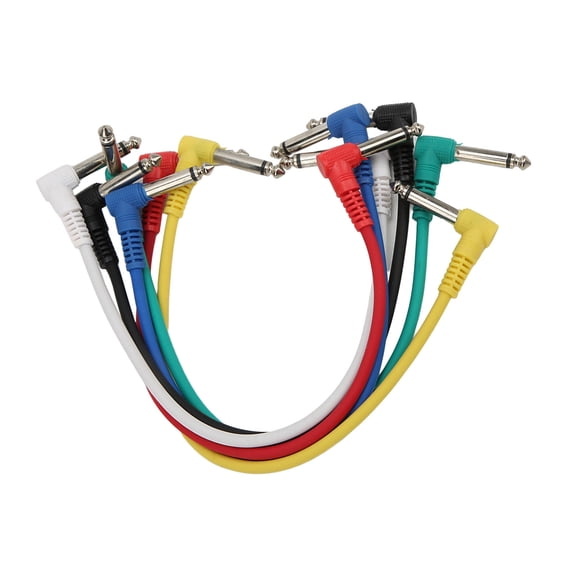 6-Pack Color-Coded Shielded Instrument Patch Cables for Electric Guitar & Bass Effect Pedals, PVC & Metal Construction 6Pcs Electric Guitar Bass