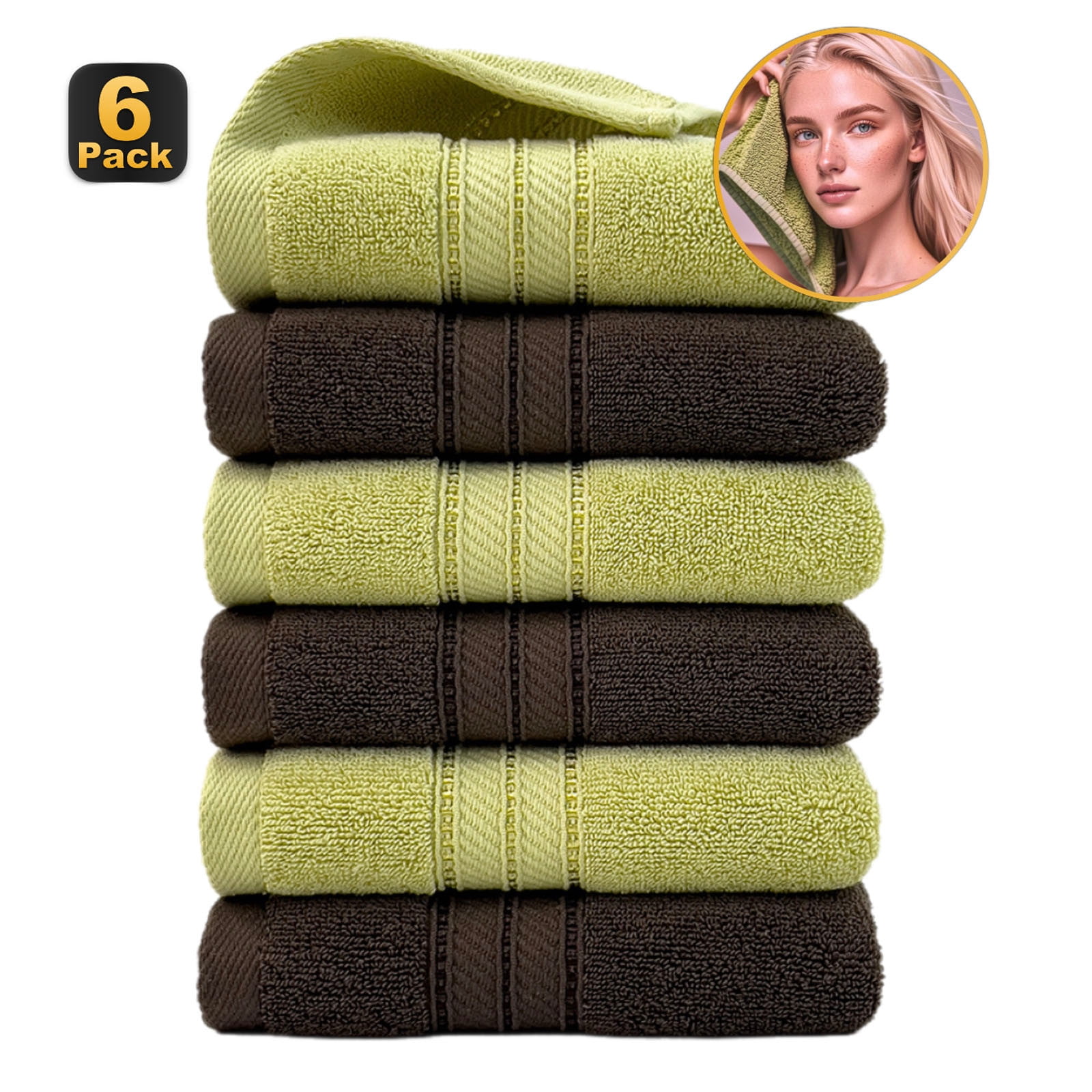 6 Pack Color Mixing Towels Set Soft And Highly Absorbent 400GSM Towels For Bathroom Gym Shower ...
