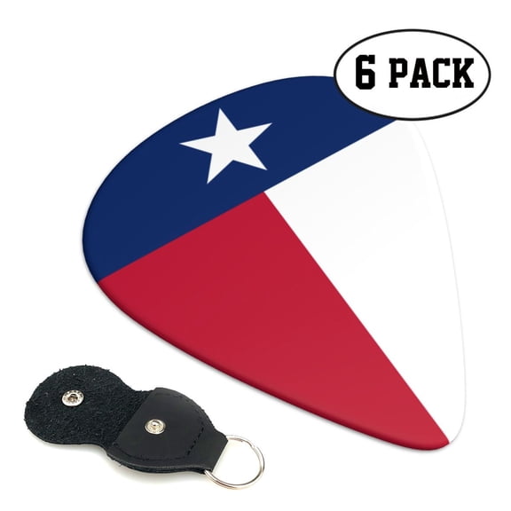 6 Pack Colorado Texas Flag Guitar Picks In Leather Picks Holder For Bass Electric Acoustic Guitars