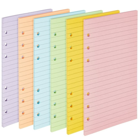 Paper Junkie A6 Planner Inserts & Refill Paper - 3.75" x 6.85", 240 Sheets/480 Pages, 6 Pastel Colors - A6 Paper Refill for 6-Ring Planner Binder & Refillable Notebook