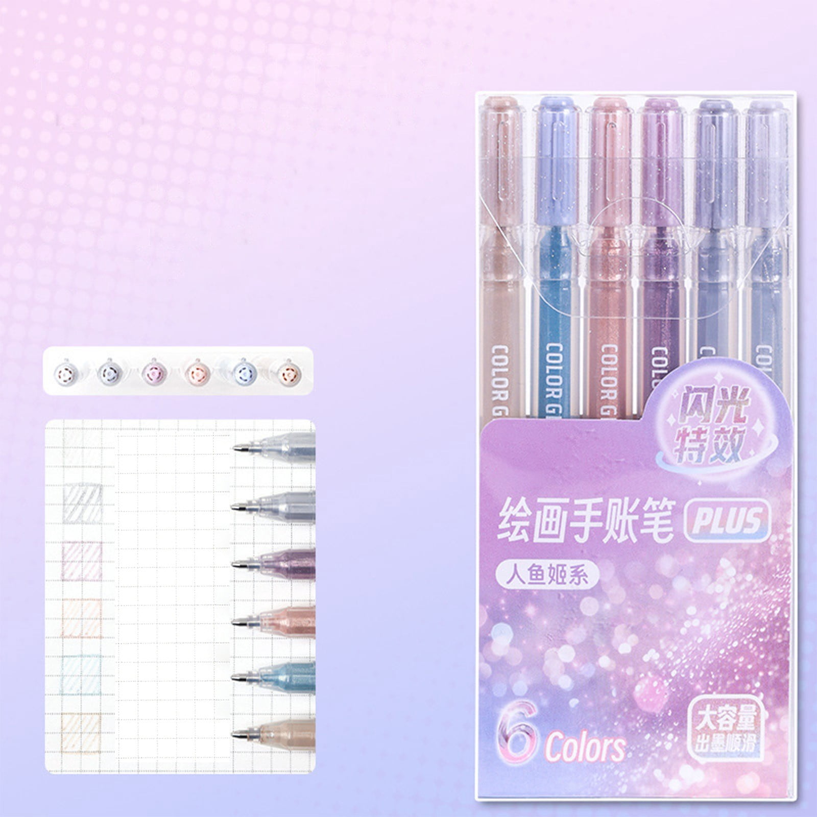 6 Pack Colored Pens Set, Assorted Colors Writing Pens, Fine Point Multi ...