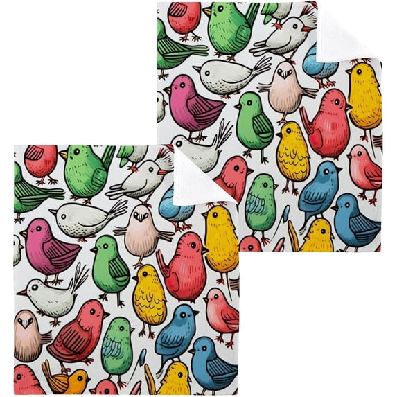 6 Pack Colorful Birds Pure Cotton Washcloths 12 x 12 Inch Reusable Absorbent Soft Cotton Face Towels Fingertip Towels Set for Gym Towels,Hotel and Spa Wash cloth