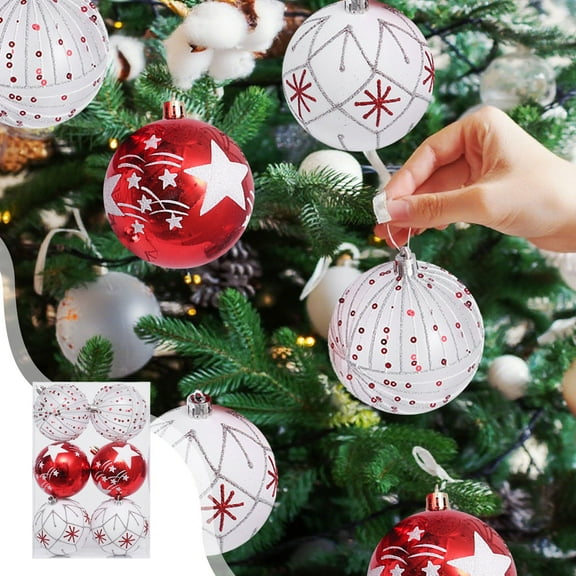 6 Pack Colorful Christmas Tree Ornaments Hanging Balls,3.15 Inch Plastic Xmas Decorations Set for Holiday Party Home Decor,Multi-Color Shiny Festive Tree Decor