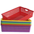 thumbnail image 1 of 6 Pack Colorful Classroom Paper Baskets  Organizing Desk Tray For A4 Papers Storage Plastic Bins Turn In Trays Teachers And Students Office Room (bright Color), 1 of 9