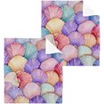 thumbnail image 1 of 6 Pack Colorful Shells Pure Cotton Washcloths 12 x 12 Inch Reusable Absorbent Soft Cotton Face Towels Fingertip Towels Set for Gym Towels,Hotel and Spa Wash cloth, 1 of 7