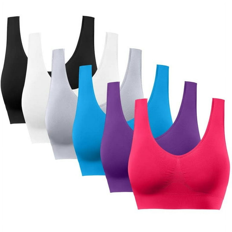 6 Pack Comfortable Bra,Seamless Removable Pads Sleep Bras,Yoga Bra,Sports  Bras for Women