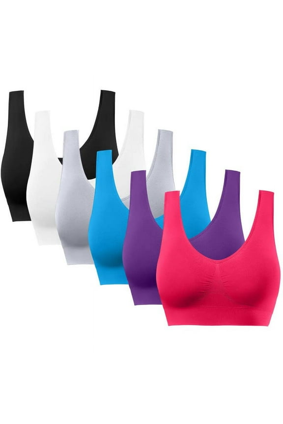 6 Pack Comfortable Bra,Seamless Removable Pads Sleep Bras,Yoga Bra,Sports Bras for Women