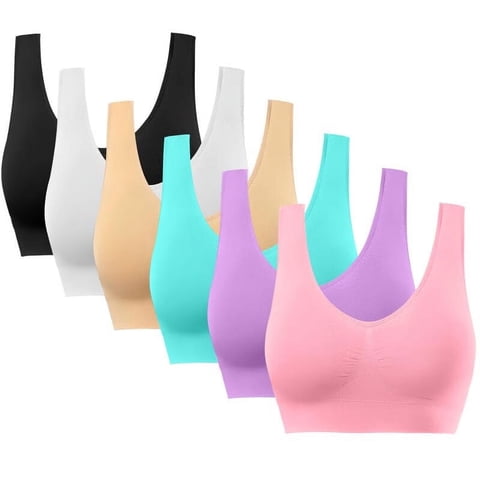 6 Pack Comfortable Bra,Seamless Removable Pads Sleep Bras,Yoga Bra,Sports Bras for Women
