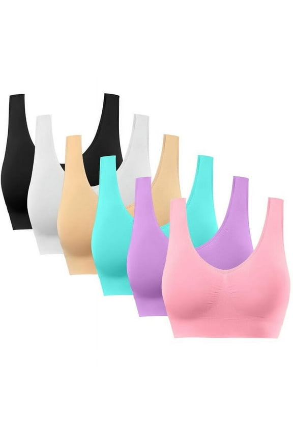 6 Pack Comfortable Bra,Seamless Removable Pads Sleep Bras,Yoga Bra,Sports Bras for Women
