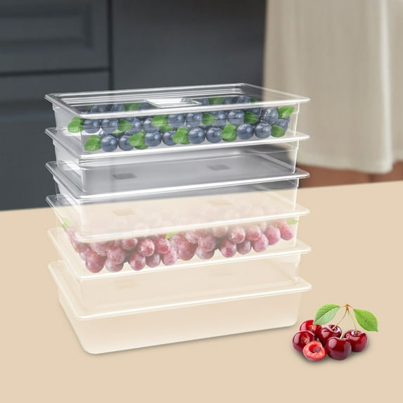 6 Pack Commercial Food Pans with Lids Hotel Buffet Restuarant Food Storage Pan