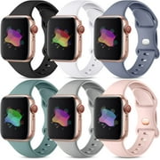 FUNBIZ 6 Pack Compatible with Apple Watch Bands 40mm 44mm 41mm 45mm 38mm 42mm 49mm for Women Men Silicone Sport Wristbands Straps for iWatch Ultra 2 Series 9 8 7 6 5 4 3 SE