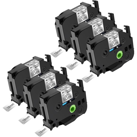 6 Pack Compatible for Brother P-Touch TZe-M941 TZ-M941 Black on Matte Silver Label Tape 18mm 0.7 inch 3/4'' Laminated TZe TZ Ptouch PT-D600 D410 D400 P700 Maker