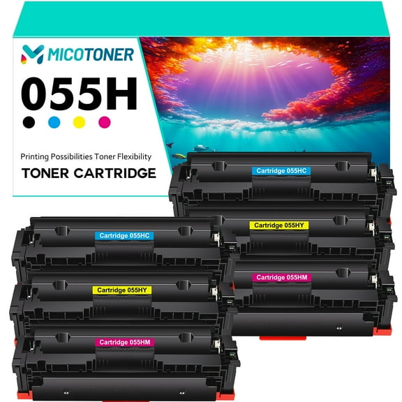 6-Pack Compatible Toner Cartridge for Canon 055H imageCLASS MF741CDW MF745CDW MF743Cdw MF746Cdw LBP664CX (2*Cyan,2*Magenta,2*Yellow)
