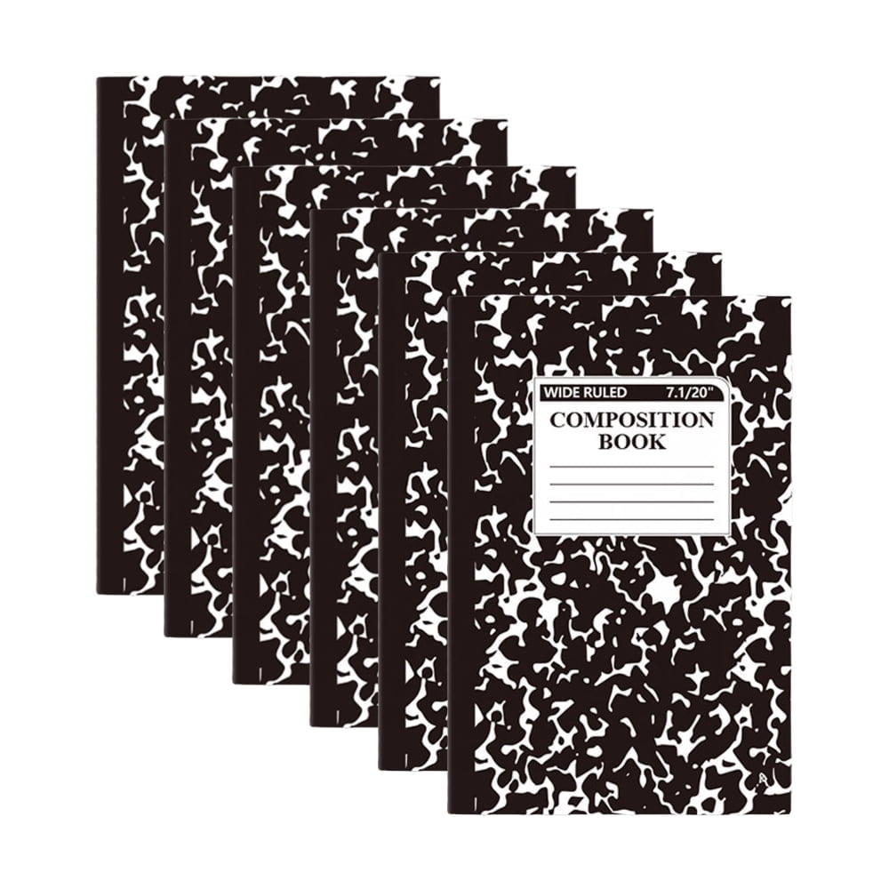 6 Pack Composition Notebook, Wide Ruled Composition Book, Marble