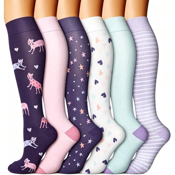 6 Pack Compression Socks for Women and Men Circulation-Best Support for Medical, Running,Nursing,Athletic