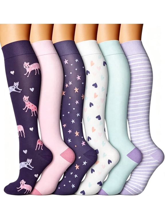 6 Pack Compression Socks for Women and Men Circulation-Best Support for Medical, Running,Nursing,Athletic